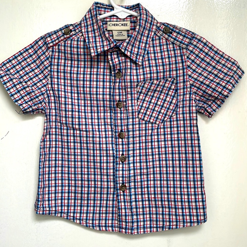 Red white & blue Cherokee polo